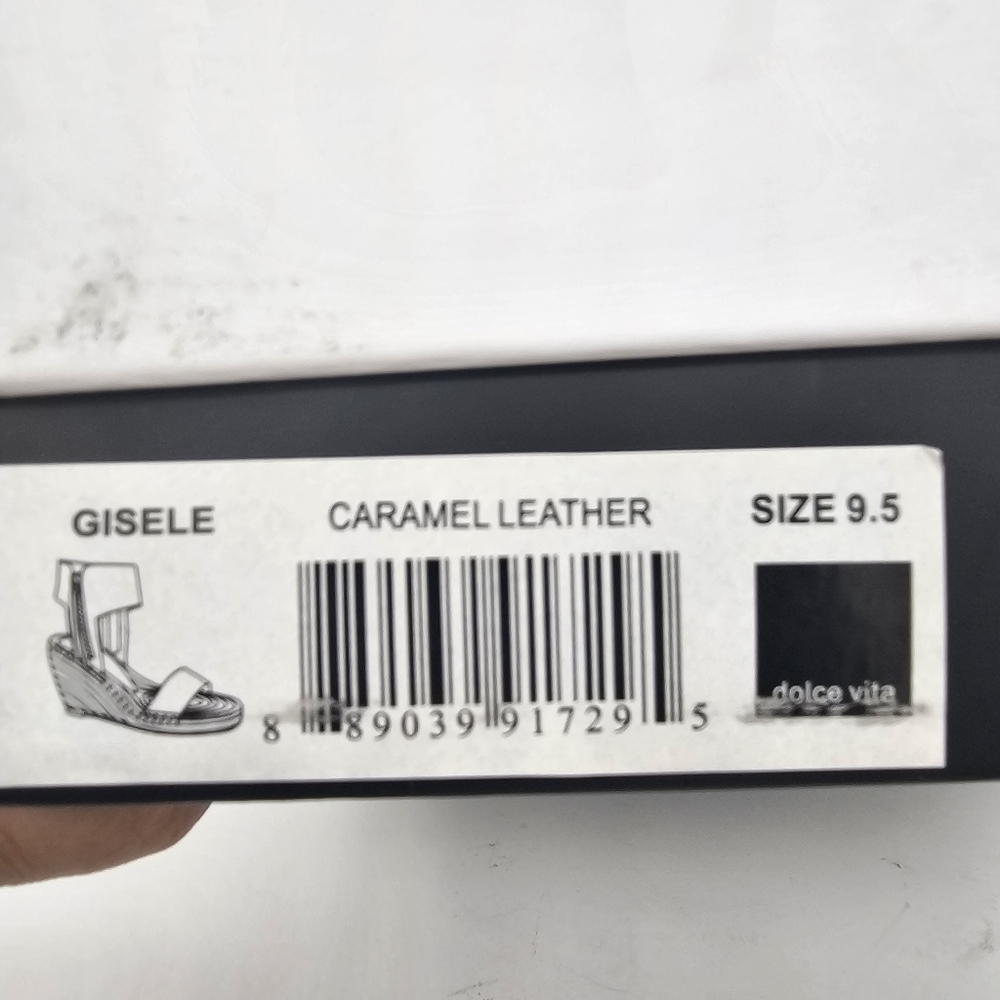 NEW Dolce Vita Gisele Caramel Leather Espadrille Wedge Sandal Shoes Size 9.5 - Picture 8 of 12
